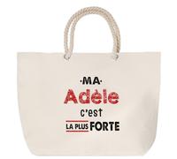 Otshirt Sac de Plage Ma Adele C'est la plus forte - Beach Bag - Idée Sac de Plage Cadeau Anniversaire Fête Original Famille Travail Départ Collègue Retraite Noël.