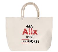 Otshirt Sac de Plage Ma Alix C'est la plus forte - Beach Bag - Idée Sac de Plage Cadeau Anniversaire Fête Original Famille Travail Départ Collègue Retraite Noël.