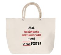 Otshirt Sac de Plage Ma Assistante administratif C'est la plus forte - Beach Bag - Idée Sac de Plage Cadeau Anniversaire Fête Original Famille Travail Départ Collègue Retraite Noël.