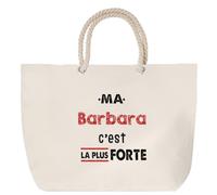 Otshirt Sac de Plage Ma Barbara C'est la plus forte - Beach Bag - Idée Sac de Plage Cadeau Anniversaire Fête Original Famille Travail Départ Collègue Retraite Noël.