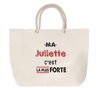 Otshirt Sac de Plage Ma Juliette C'est la plus forte - Beach Bag - Idée Sac de Plage Cadeau Anniversaire Fête Original Famille Travail Départ Collègue Retraite Noël.