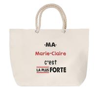 Otshirt Sac de Plage Ma Marie-Claire C'est la plus forte - Beach Bag - Idée Sac de Plage Cadeau Anniversaire Fête Original Famille Travail Départ Collègue Retraite Noël.