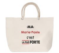 Otshirt Sac de Plage Ma Marie-Paule C'est la plus forte - Beach Bag - Idée Sac de Plage Cadeau Anniversaire Fête Original Famille Travail Départ Collègue Retraite Noël.