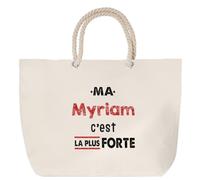 Otshirt Sac de Plage Ma Myriam C'est la plus forte - Beach Bag - Idée Sac de Plage Cadeau Anniversaire Fête Original Famille Travail Départ Collègue Retraite Noël.
