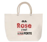 Otshirt Sac de Plage Ma Rose C'est la plus forte - Beach Bag - Idée Sac de Plage Cadeau Anniversaire Fête Original Famille Travail Départ Collègue Retraite Noël.