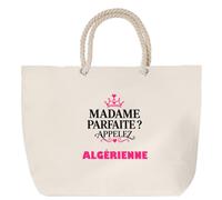 Otshirt Sac de Plage Madame Parfaite Algerienne - Beach Bag - Idée Sac de Plage Cadeau Anniversaire Fête Original Famille Travail Départ Collègue Retraite Noël.