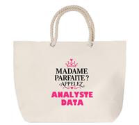 Otshirt Sac de Plage Madame Parfaite Analyste Data - Beach Bag - Idée Sac de Plage Cadeau Anniversaire Fête Original Famille Travail Départ Collègue Retraite Noël.