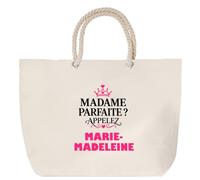 Otshirt Sac de Plage Madame Parfaite Marie-Madeleine - Beach Bag - Idée Sac de Plage Cadeau Anniversaire Fête Original Famille Travail Départ Collègue Retraite Noël.