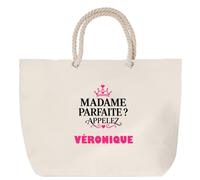 Otshirt Sac de Plage Madame Parfaite Veronique - Beach Bag - Idée Sac de Plage Cadeau Anniversaire Fête Original Famille Travail Départ Collègue Retraite Noël.