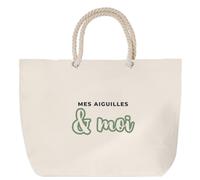 Otshirt Sac de Plage Mes Aiguilles Moi - Beach Bag - Idée Sac de Plage Cadeau Anniversaire Fête Original Famille Travail Départ Collègue Retraite Noël. - Bleu&Vert - 2