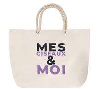 Otshirt Sac de Plage Mes Ciseaux Moi - Beach Bag - Idée Sac de Plage Cadeau Anniversaire Fête Original Famille Travail Départ Collègue Retraite Noël. - Bleu&Violet - 1