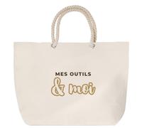 Otshirt Sac de Plage Mes Outils Moi - Beach Bag - Idée Sac de Plage Cadeau Anniversaire Fête Original Famille Travail Départ Collègue Retraite Noël. - Marron - 2