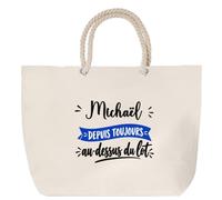 Otshirt Sac de Plage Michael Depuis Toujours au Dessus du Lot - Beach Bag - Idée Sac de Plage Cadeau Anniversaire Fête Original Famille Travail Départ Collègue Retraite Noël.