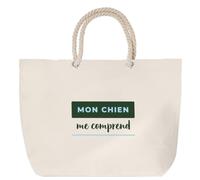 Otshirt Sac de Plage Mon Chien Me Comprend - Beach Bag - Idée Sac de Plage Cadeau Anniversaire Fête Original Famille Travail Départ Collègue Retraite Noël. - Vert&Bleu - 4