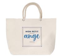 Otshirt Sac de Plage Mon Petit Ange - Beach Bag - Idée Sac de Plage Cadeau Anniversaire Fête Original Famille Travail Départ Collègue Retraite Noël. - Bleu - 3