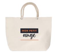 Otshirt Sac de Plage Mon Petit Ange - Beach Bag - Idée Sac de Plage Cadeau Anniversaire Fête Original Famille Travail Départ Collègue Retraite Noël. - Bleu&Terracotta - 4