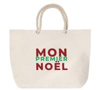 Otshirt Sac de Plage Mon Premier Noel - Beach Bag - Idée Sac de Plage Cadeau Anniversaire Fête Original Famille Travail Départ Collègue Retraite Noël. - Bordeaux&Vert - 1