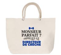 Otshirt Sac de Plage Monsieur Parfait Directeur de creche - Beach Bag - Idée Sac de Plage Cadeau Anniversaire Fête Original Famille Travail Départ Collègue Retraite Noël.