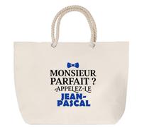Otshirt Sac de Plage Monsieur Parfait Jean-Pascal - Beach Bag - Idée Sac de Plage Cadeau Anniversaire Fête Original Famille Travail Départ Collègue Retraite Noël.
