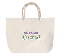 Otshirt Sac de Plage Né pour Etre Aime - Beach Bag - Idée Sac de Plage Cadeau Anniversaire Fête Original Famille Travail Départ Collègue Retraite Noël. - Violet&Vert - 2