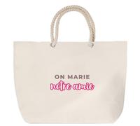 Otshirt Sac de Plage On Marie Notre Amie - Beach Bag - Idée Sac de Plage Cadeau Anniversaire Fête Original Famille Travail Départ Collègue Retraite Noël. - Violet&Rose - 2