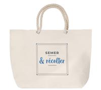 Otshirt Sac de Plage Semer Recolter - Beach Bag - Idée Sac de Plage Cadeau Anniversaire Fête Original Famille Travail Départ Collègue Retraite Noël. - Gris&Bleu - 3