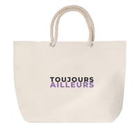 Otshirt Sac de Plage Toujours Ailleurs - Beach Bag - Idée Sac de Plage Cadeau Anniversaire Fête Original Famille Travail Départ Collègue Retraite Noël. - Bleu&Violet - 1