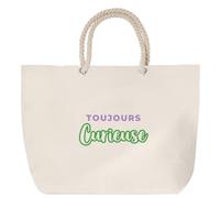 Otshirt Sac de Plage Toujours Curieuse - Beach Bag - Idée Sac de Plage Cadeau Anniversaire Fête Original Famille Travail Départ Collègue Retraite Noël. - Violet&Vert - 2