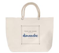 Otshirt Sac de Plage Tous les Jours Dimanche - Beach Bag - Idée Sac de Plage Cadeau Anniversaire Fête Original Famille Travail Départ Collègue Retraite Noël. - Gris&Bleu - 3