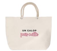 Otshirt Sac de Plage Un Galop Puis Mille - Beach Bag - Idée Sac de Plage Cadeau Anniversaire Fête Original Famille Travail Départ Collègue Retraite Noël. - Bleu&Rose - 2