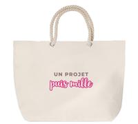 Otshirt Sac de Plage Un Projet Puis Mille - Beach Bag - Idée Sac de Plage Cadeau Anniversaire Fête Original Famille Travail Départ Collègue Retraite Noël. - Violet&Rose - 2