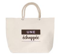 Otshirt Sac de Plage Une Echappee - Beach Bag - Idée Sac de Plage Cadeau Anniversaire Fête Original Famille Travail Départ Collègue Retraite Noël. - Marron&Violet - 4