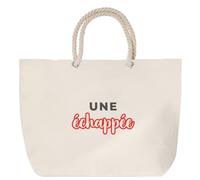 Otshirt Sac de Plage Une Echappee - Beach Bag - Idée Sac de Plage Cadeau Anniversaire Fête Original Famille Travail Départ Collègue Retraite Noël. - Gris&Rouge - 2