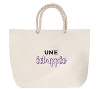 Otshirt Sac de Plage Une Echappee - Beach Bag - Idée Sac de Plage Cadeau Anniversaire Fête Original Famille Travail Départ Collègue Retraite Noël. - Bleu&Violet - 2