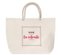 Otshirt Sac de Plage Vive la Retraite - Beach Bag - Idée Sac de Plage Cadeau Anniversaire Fête Original Famille Travail Départ Collègue Retraite Noël. - Bordeaux&Rose - 3