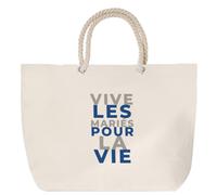 Otshirt Sac de Plage Vive les Maries pour la Vie - Beach Bag - Idée Sac de Plage Cadeau Anniversaire Fête Original Famille Travail Départ Collègue Retraite Noël. - Gris&Bleu - 1