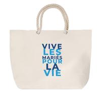 Otshirt Sac de Plage Vive les Maries pour la Vie - Beach Bag - Idée Sac de Plage Cadeau Anniversaire Fête Original Famille Travail Départ Collègue Retraite Noël. - Bleu&Turquoise - 1
