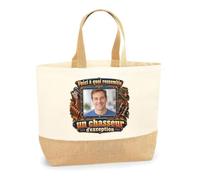 Otshirt Sac en Jute Photo Personnalisé - Voici à Quoi Ressemble un Chasseur d'Exception | Cabas Coton Lourd 18 L 48 × 37 × 13 cm Fond Large avec Votre Photo | Marché | Idée Cadeau Noël Crémaillère