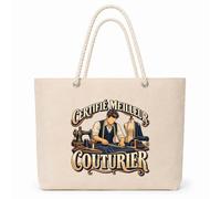 Otshirt Sac Isotherme Certifié meilleur couturier | Grand Cabas 23 L Coton Doublure Aluminium Zippé | Pique-Nique Courses Plage | Idée Cadeau Artisan Noël Merci