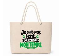 Otshirt Sac Isotherme Je suis pas lent, je prends mon temps. Expressions Françaises | Grand Cabas 23 L Coton Doublure Aluminium Zippé | Pique-Nique Courses Plage | Idée Cadeau Noël Merci