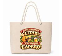 Otshirt Sac Isotherme Je suis venu pour la guitare, je suis resté pour l'apéro | Grand Cabas 23 L Coton Doublure Aluminium Zippé | Pique-Nique Courses Plage | Idée Cadeau Guitariste Noël Merci
