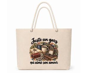 Otshirt Sac Isotherme Juste un gars qui aime son amour | Grand Cabas 23 L Coton Doublure Aluminium Zippé | Pique-Nique Courses Plage | Idée Cadeau Amoureux Noël Merci