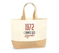 Otshirt Sac Jute 1972 l'année des légendes | Bag | Idée Sac Cadeau Anniversaire Plage Marché Fête Original Famille Travail Départ Collègue Retraite