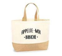 Otshirt Sac Jute Appelle moi Bibiche | Cabas de Plage Courses Coton et Toile de Jute | Idée Cadeau Surnom Humour Drôle Marrant Couple Amour Original Anniversaire