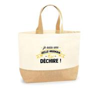 Otshirt Sac Jute Belle Maman Qui Déchire | Cabas de Plage Courses Coton et Toile de Jute | Idée Cadeau Belle-Mère Humour Original Noël Anniversaire Famille Amour Fête des Mères