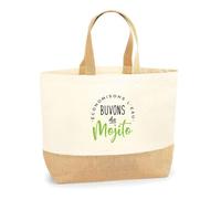 Otshirt Sac Jute Buvons du Mojito | Cabas de Plage Courses Coton et Toile de Jute | Idée Cadeau Alcool Humour Original Drôle Apéro Anniversaire Fête Soirée Unique
