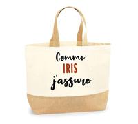 Otshirt Sac Jute Comme Iris J'assure - Cabas de Plage Courses et Toile de Jute - Idée Cadeau Femme Personnalisable Anniversaire Fête Original Travail Départ Collègue Retraite Noël.