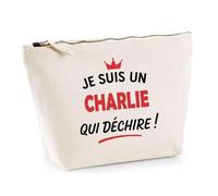 Otshirt Sac Jute d'un Charlie qui déchire 2- Cabas de Plage Courses et Toile de Jute - Idée Cadeau Femme Personnalisable Anniversaire Fête Original Travail Départ Collègue Retraite Noël.