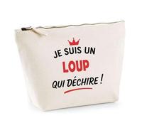 Otshirt Sac Jute d'un Loup qui déchire 2- Cabas de Plage Courses et Toile de Jute - Idée Cadeau Femme Personnalisable Anniversaire Fête Original Travail Départ Collègue Retraite Noël.