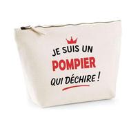 Otshirt Sac Jute d'un Pompier qui déchire 2- Cabas de Plage Courses et Toile de Jute - Idée Cadeau Femme Personnalisable Anniversaire Fête Original Travail Départ Collègue Retraite Noël.